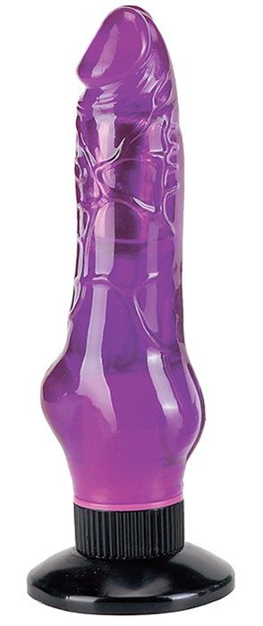 Фиолетовый водонепроницаемый вибромассажер на присоске - 17,5 см. - фото 132942