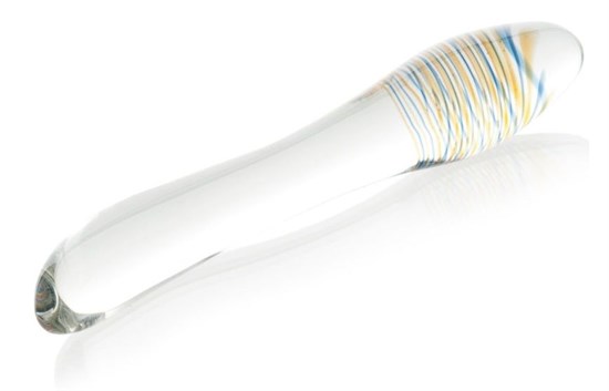 Стеклянный прозрачный фаллоимитатор с двухцветным кончиком - 22 см. - фото 135410