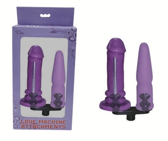 Фиолетовая двойная насадка для секс-машин - фото 135674