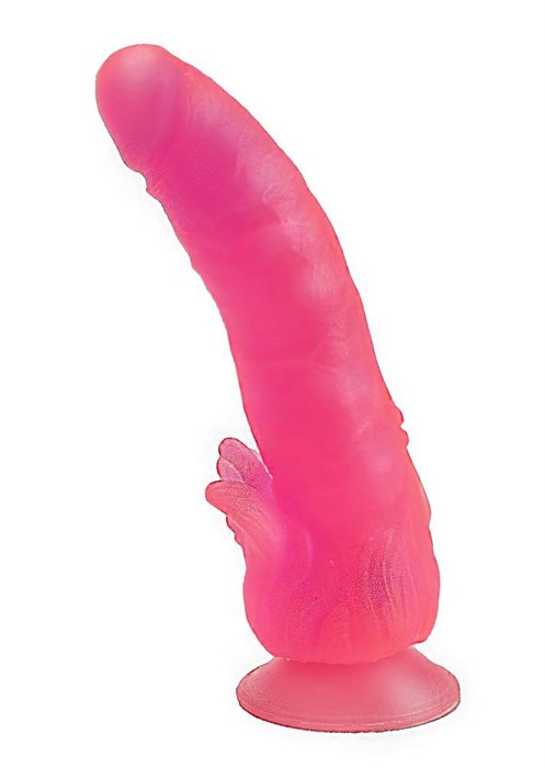 Розовый фаллоимитатор с лепестками у присоски - 18,5 см. - фото 139157