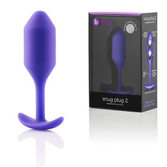 Фиолетовая пробка для ношения B-vibe Snug Plug 2 - 11,4 см. - фото 149912