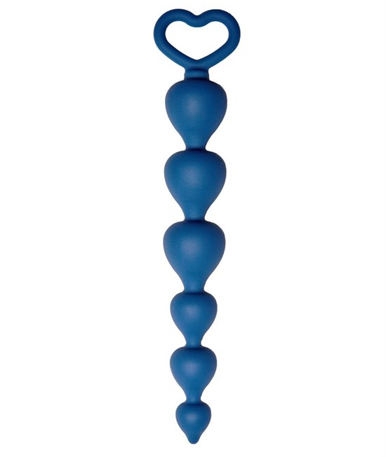 Синяя анальная цепочка Heart Ray - 17,5 см. - фото 155693