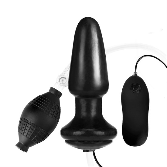 Надувная вибрирующая анальная пробка  Inflatable Vibrating Butt Plug - 10,2 см. - фото 157558