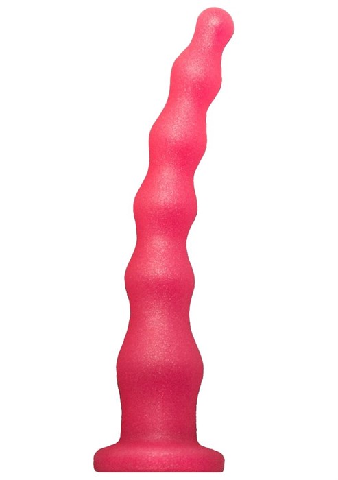 Розовый удлинённый анальный стимулятор с шариками - 22 см. - фото 157654