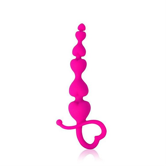 Розовая анальная цепочка Cosmo с петелькой - 14,5 см. - фото 158346