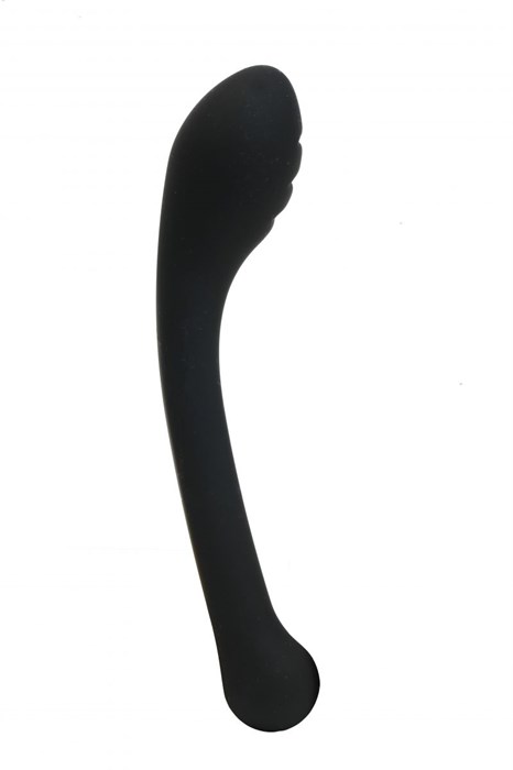 Черный фаллоимитатор с изогнутой головкой - 18 см. - фото 162025
