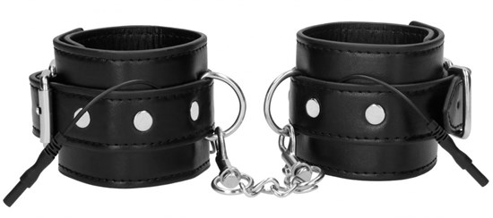 Черные наручники с электростимуляцией Electro Handcuffs - фото 163746