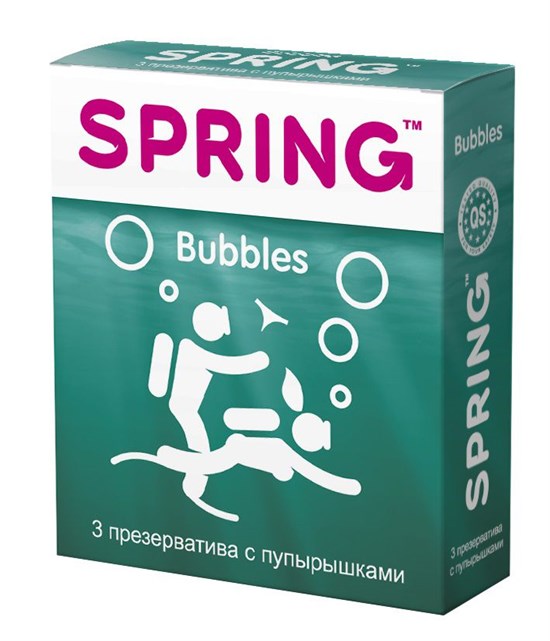 Презервативы SPRING BUBBLES с пупырышками - 3 шт. - фото 168378