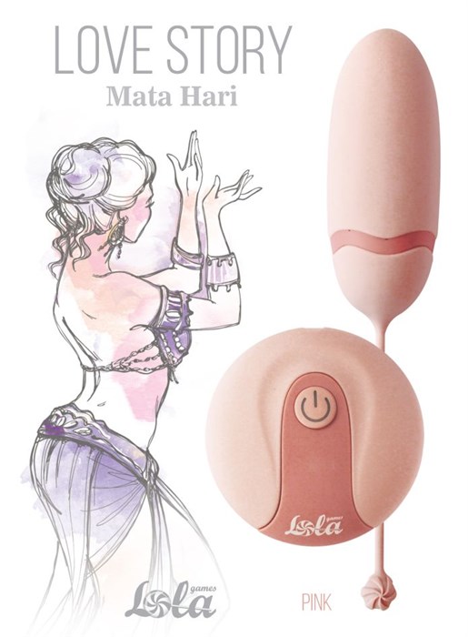 Нежно-розовое виброяйцо Mata Hari с пультом ДУ - фото 172165