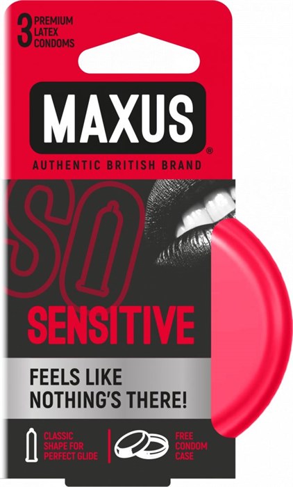 Ультратонкие презервативы в железном кейсе MAXUS Sensitive - 3 шт. - фото 172898