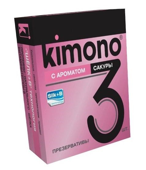Презервативы KIMONO с ароматом сакуры - 3 шт. - фото 174433