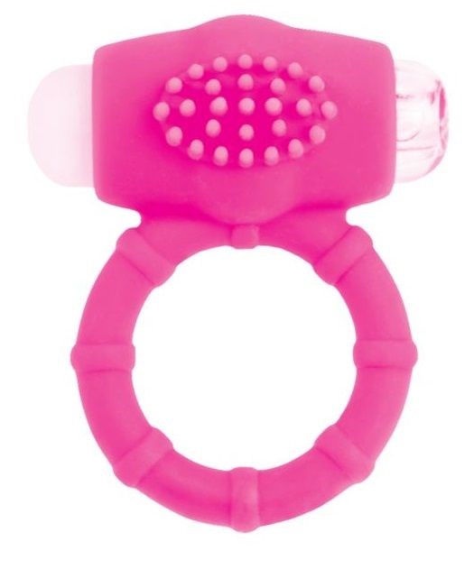 Розовое эрекционное виброкольцо A-toys - фото 177960