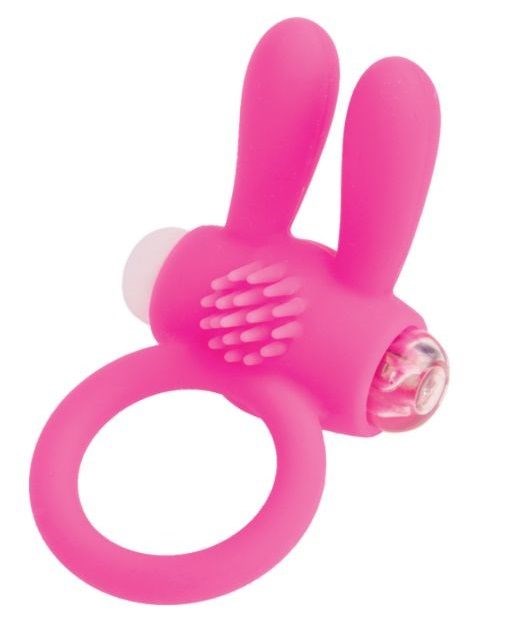 Розовое эрекционное виброкольцо A-toys с ушками - фото 177961