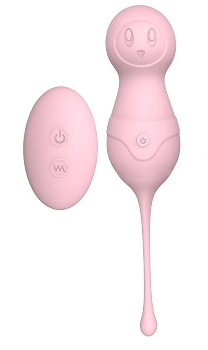 Нежно-розовые вагинальные шарики VAVA с пультом ДУ - фото 265694