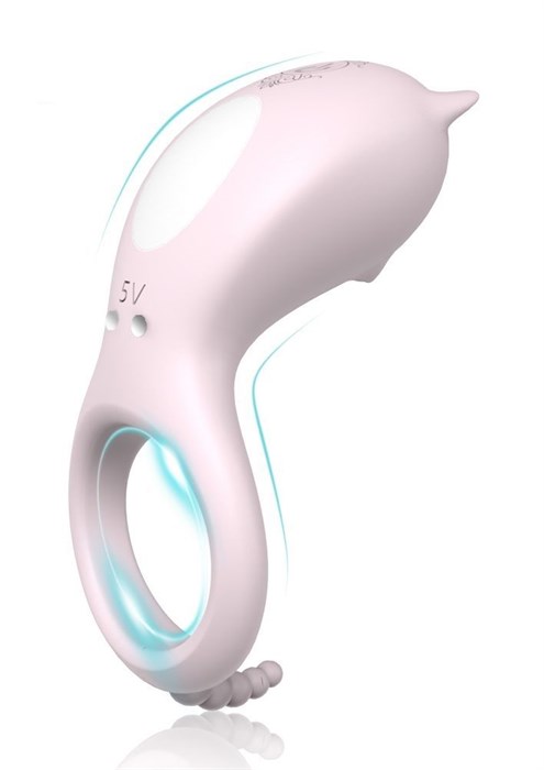 Нежно-розовое эрекционное кольцо CORA с вибрацией - фото 265710