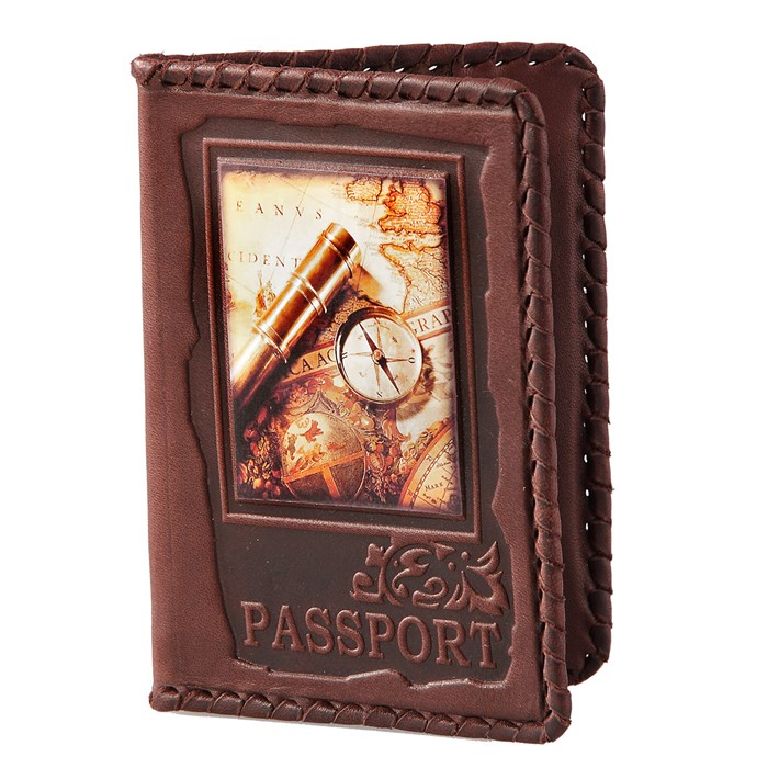 Обложка на паспорт «Вокруг света». Цвет коричневый - фото 336448
