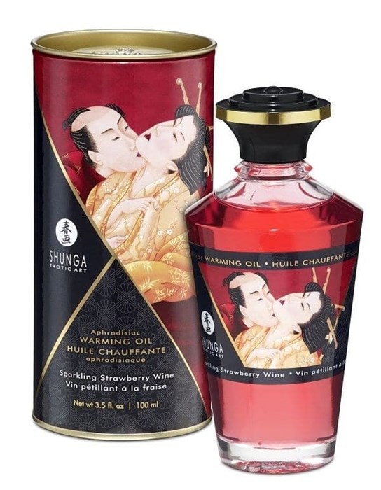 Возбуждающее масло Shunga  "Интимные поцелуи" с ароматом клубничного вина, 100 мл