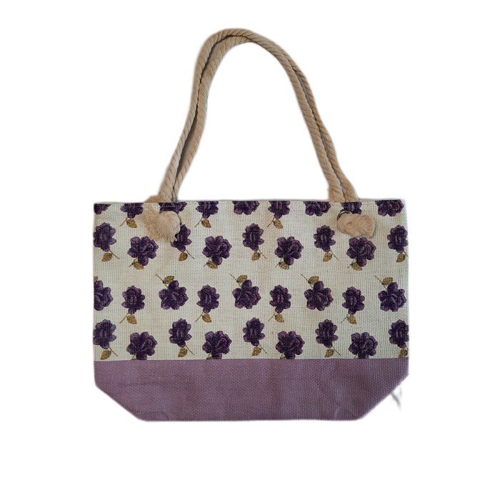 Пляжная сумка "Розочка", цвет фиолетовый 36х51см| ткань хлопок на молнии, женский шопер для отдыха и фитнеса