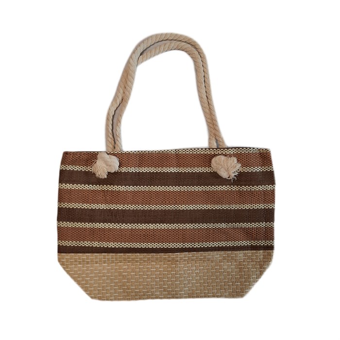 Пляжная сумка "Полоска", цвет коричневый 30х45 см| ткань хлопок на молнии, женский шопер для отдыха и фитнеса