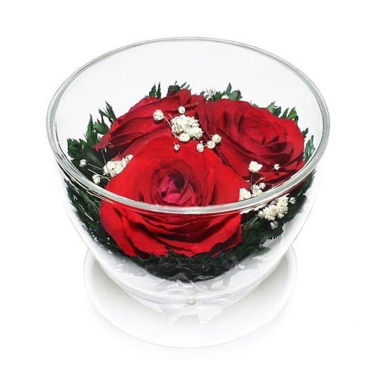 Композиция из красных роз "Ириска" (арт. CuSr3) в подарочной упаковке