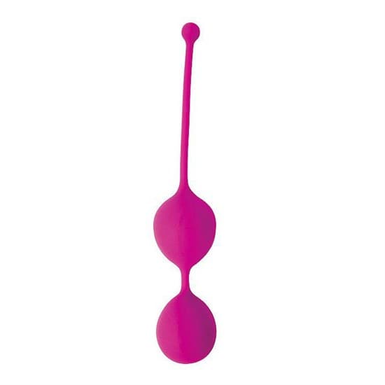 Ярко-розовые двойные вагинальные шарики Cosmo с хвостиком для извлечения - фото 94985