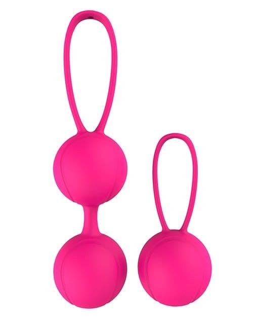 Набор розовых вагинальных шариков PLEASURE BALLS   EGGS DUO BALL SET - фото 95034