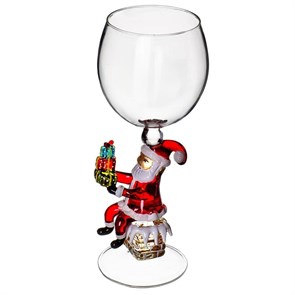 Новогодний бокал из стекла ручной работы "Дед Мороз на трубе"