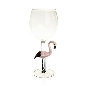 Винный бокал из стекла ручной работы "Розовый Фламинго"