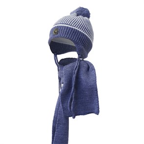 Комплект для мальчика зимний шапка и шарф на 3-5 лет, цвет сине-белый