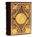 Православный молитвослов с филигранью (золото), гранатами в замшевой шкатулке ЭБ029(фз) Православный молитвослов с филигранью (золото), гранатами в замшевой шкатулке ЭБ029(фз)