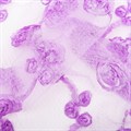 Однотонный шарф с бахромой и аппликациями лентами на капроновой сетке | фиолетовый, ткань гипюр