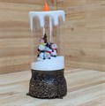 Новогодний декоративный фонарь-свеча с музыкой, подсветкой | Светильник с эффектом падающего снега "3 Снеговика", 28 см СД575С
