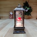 Новогодний декоративный  фонарик с подсветкой и снегом | LED-Светильник в ретро-стиле "Снеговик", 14 см (сзади)