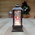 Новогодний декоративный  фонарик с подсветкой и снегом | LED-Светильник в ретро-стиле "Снеговик", 14 см (сбоку)