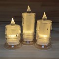 Набор светодиодных свечей "Драгоценное серебро" | Led свеча-ночник с имитацией мерцания, 3 шт (11, 10, 8 см)