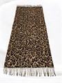 Палантин женский леопардовый | Тонкий шарф из кашемира коричнево-черный, 200х70 см D419-1