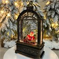 Новогодний фонарик-домик с подсветкой и снегом "Дед Мороз на санях", 14х7,5х4 см СД5067-6