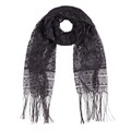 Однотонный гипюровый шарф с бахромой черный, 160х45 см C838-6
