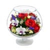 Цветы в стекле "Полянка" из красных роз и орхидей серии "Танец цветов" (арт. GJM2)